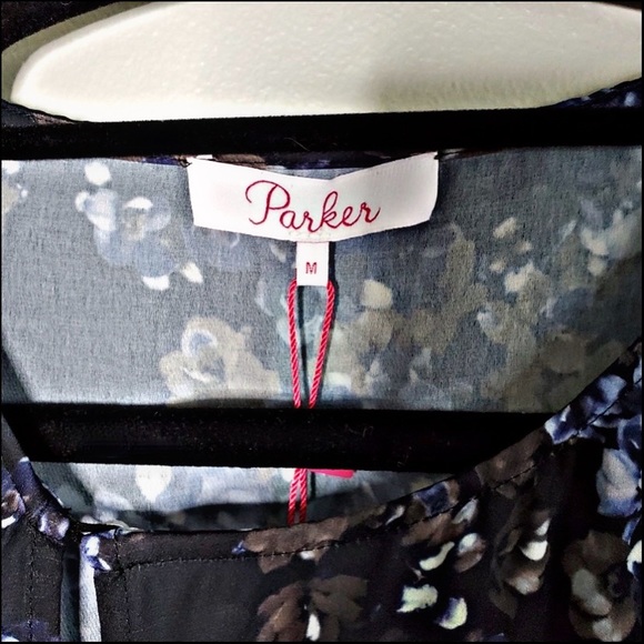 NWT PARKER DARK BLUEBONNET FLORAL FAUX-WRAP ASYMMETRICAL DRESS M - Picture 8 of 11